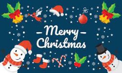 Merry Christmas image with snowmen.